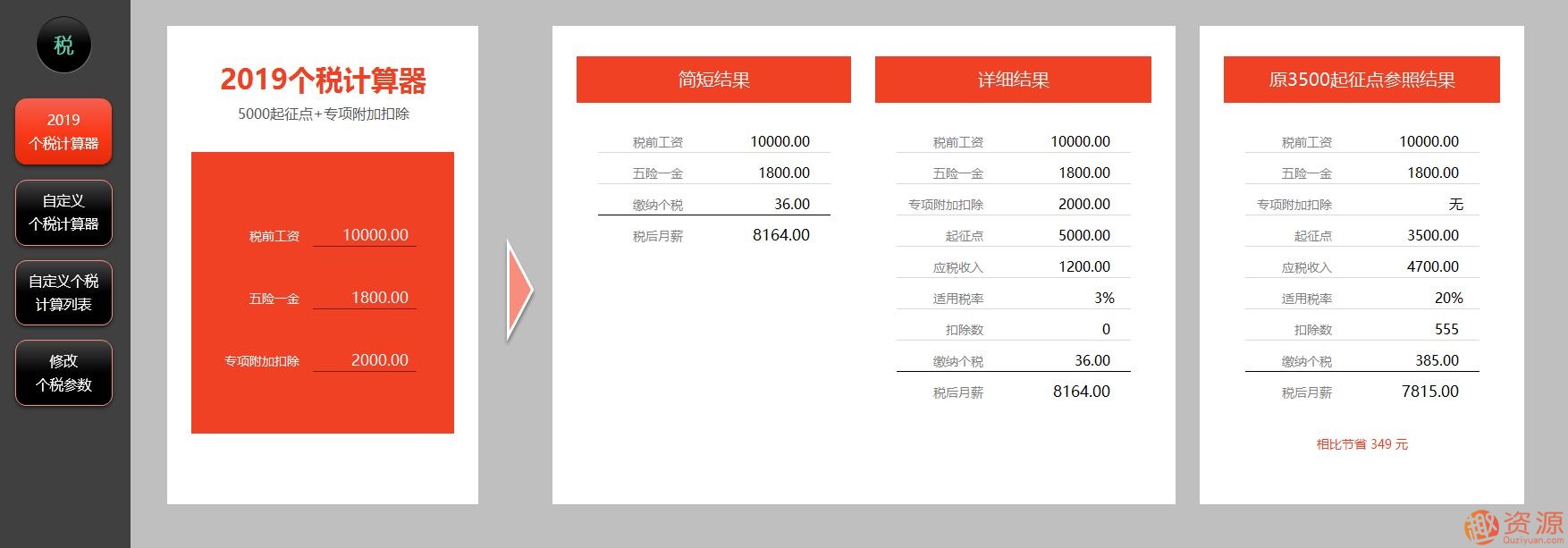 2019年個稅計(jì)算器—非常強(qiáng)大的EXCEL版_資源網(wǎng)站插圖1