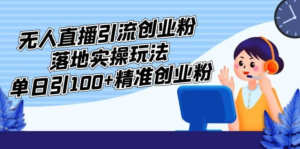 外面收費3980的無人直播引流創(chuàng)業(yè)粉落地實操玩法，單日引100+精準創(chuàng)業(yè)粉插圖