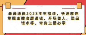 暴躁迪迪2023年主播課，快速教你掌握主播底層邏輯，開場留人塑品話術(shù)等，帶貨主播必學(xué)百度網(wǎng)盤插圖