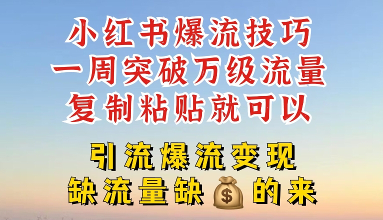 小紅書爆流技巧，一周突破萬級(jí)流量，復(fù)制粘貼就可以，引流爆流變現(xiàn)【揭秘】插圖