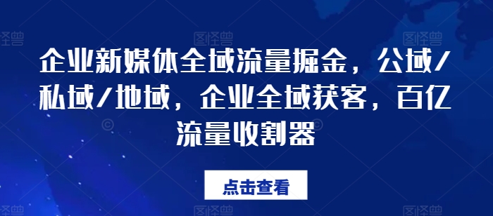 企業(yè)新媒體全域流量掘金，公域/私域/地域，企業(yè)全域獲客，百億流量收割器插圖