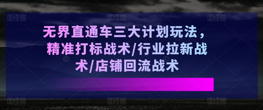 無界直通車三大計劃玩法，精準打標戰(zhàn)術/行業(yè)拉新戰(zhàn)術/店鋪回流戰(zhàn)術插圖