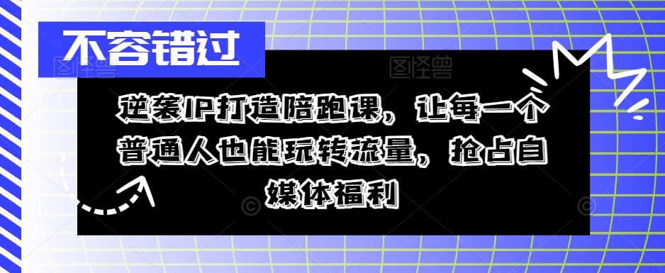 逆襲IP打造陪跑課，從0到1打造IP，精準(zhǔn)定位+高效起號，搶占自媒體福利插圖